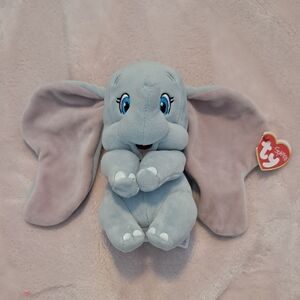 (×2)Ty Gray Dumbo The Elephant Plush with Pink Ears